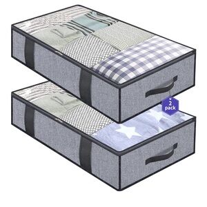 2 Pack Gray Foldable Storage Organizer Bag